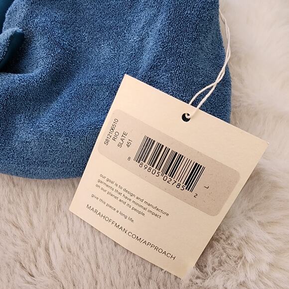 NEW Mara Hoffman Rio Knot Front Scoop Neck Bikini Swim Top in Slate Blue - Picture 11 of 13